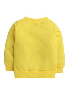 Hopscotch Hopscotch Cotton Boys Animal Print Sweatshirtjeans Set In Yellow Color For Ages 12-18 Months  - Image 2