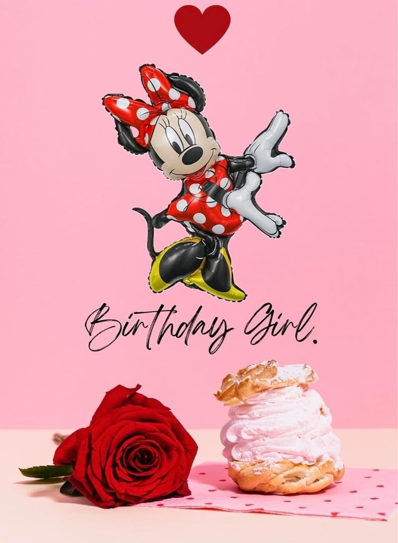 قطعة واحدة من بالونات ميني ماوس فويل مقاس كبير للفتيات هدية عيد ميلاد وحفلة استقبال المولود الجديد باللون الأحمر - Image 4