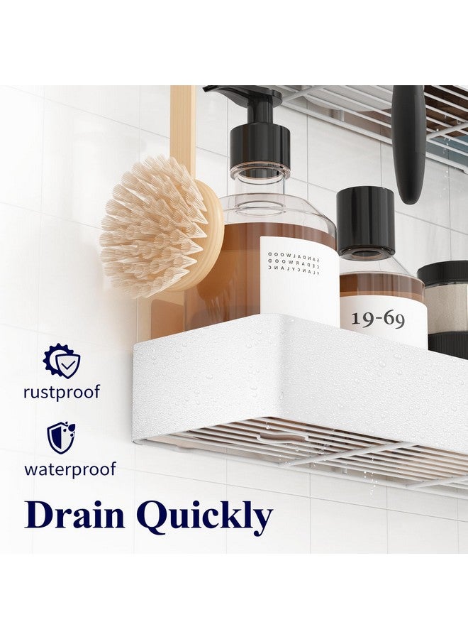 Kitsure Kitsure X-Large Shower Caddy - 2 Pack Adhesive Shower Organizer, Rustproof Stainless Steel Shelves, No-Drill Bathroom Organizers and Storage, White  - Image 5