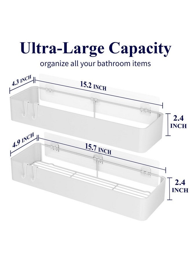 Kitsure Kitsure X-Large Shower Caddy - 2 Pack Adhesive Shower Organizer, Rustproof Stainless Steel Shelves, No-Drill Bathroom Organizers and Storage, White  - Image 2