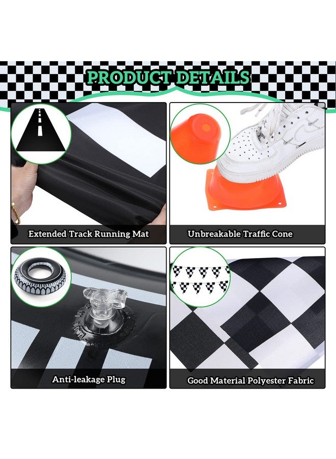 Woanger 78 قطعة زينة حفلة عيد ميلاد سيارات السباق تشمل 46 بالون إشارة مرور، 12 مخروط مرور، 12 علم مربعات، 2 لافتة علم، 2 حلقة سباحة على شكل إطار، 1 حصيرة جري، و3 ملحقات تجميع - Image 4