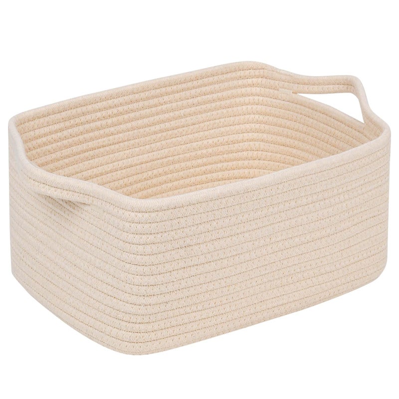 CubesLand Cube Storage Organizer Basket Bin Rectangular Cotton Rope Basket 14x10x708IN Beige - Image 2