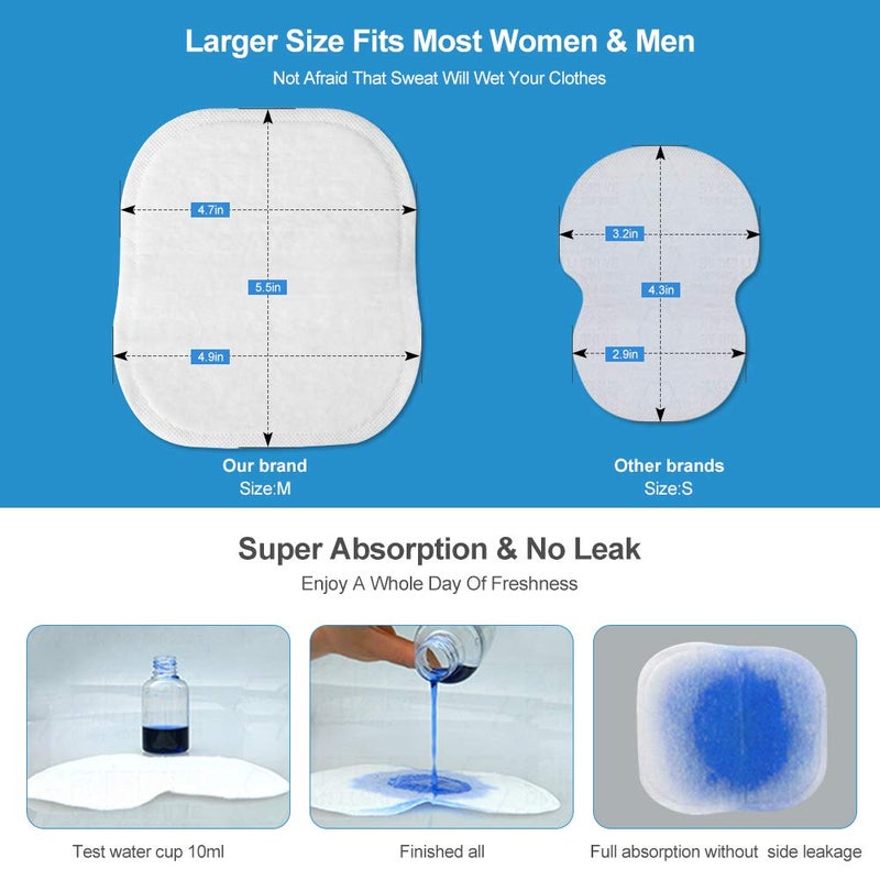 CFGROW Underarm Sweat Pads for Women and Men, 80 Pack Premium Underarm Sweat Pads Fight Hyperhidrosis, Extra Large Disposable Armpit Sweat Stain Pads,Underarm Shields Comfortable Unflavored, Non Visible - Image 2