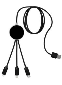 Generic Multi USB Cable 3 in 1 Braided Fast Charging - Thicker Version Compatible with Lightning/Micro/Type-C - Multi Fast Charging Cable 3 in 1 Type C - (Black)  - Image 1