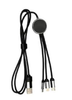 Generic Multi USB Cable 3 in 1 Braided Fast Charging - Thicker Version Compatible with Lightning/Micro/Type-C - Multi Fast Charging Cable 3 in 1 Type C - (Black)  - Image 4