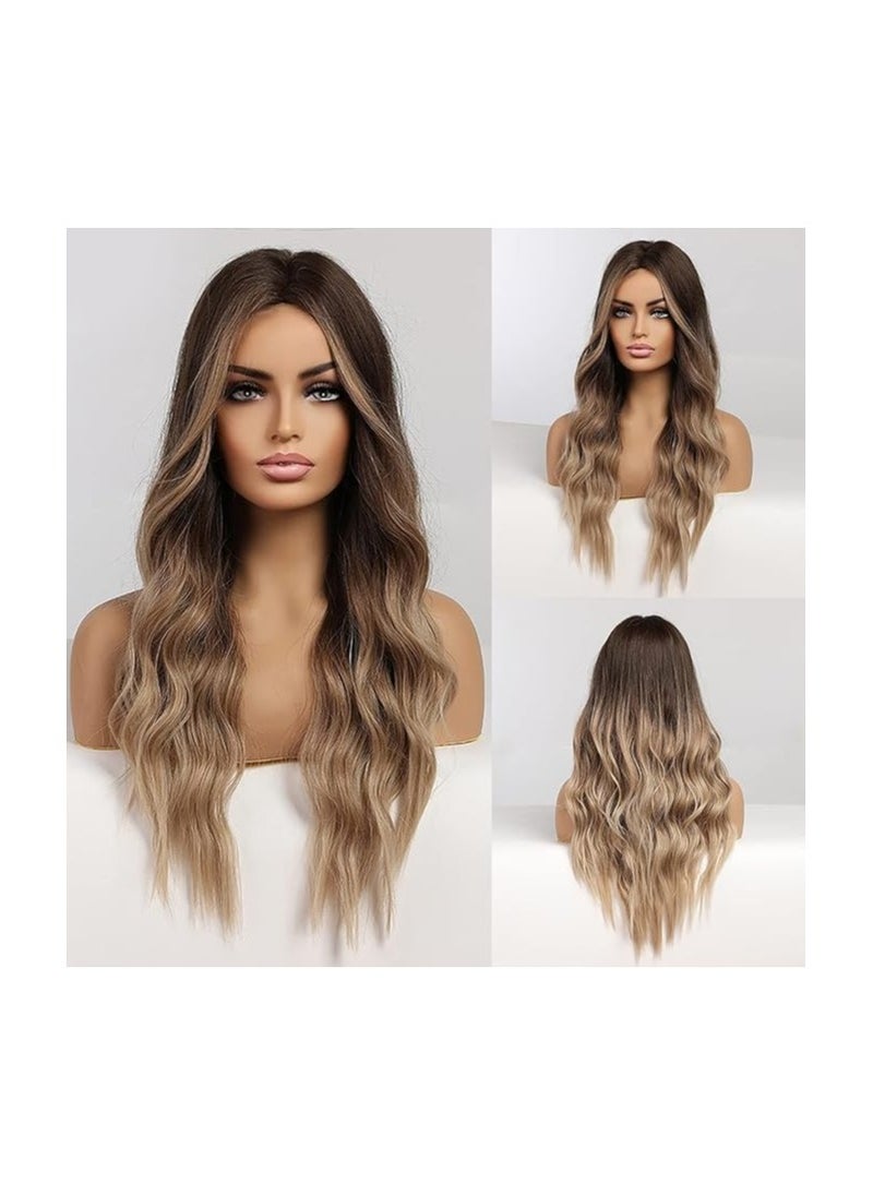 Long Wavy Wigs Ombre Dark Blonde Wigs for Women, Heat Resistant Synthetic Wigs with Brown Root for Daily/Party/Cosplay (26 Inch,Ombre Dark Ash Blonde) - pzsku/Z17421FF5AEB32987C22FZ/45/_/1721122359/6affda6b-a91a-4b0d-96f6-13239f81c761