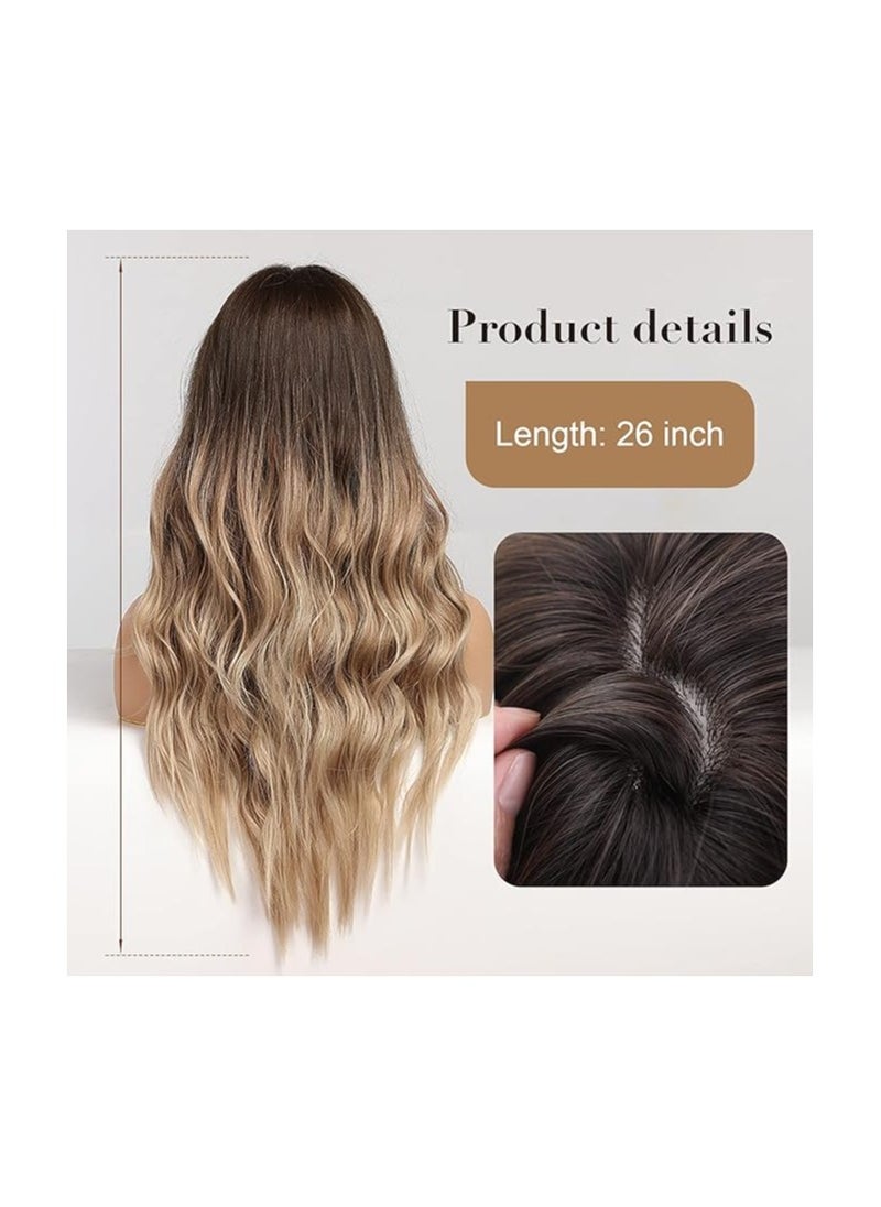 Long Wavy Wigs Ombre Dark Blonde Wigs for Women, Heat Resistant Synthetic Wigs with Brown Root for Daily/Party/Cosplay (26 Inch,Ombre Dark Ash Blonde) - pzsku/Z17421FF5AEB32987C22FZ/45/_/1721122360/958df211-7b3b-4702-b815-bbe88f849c87