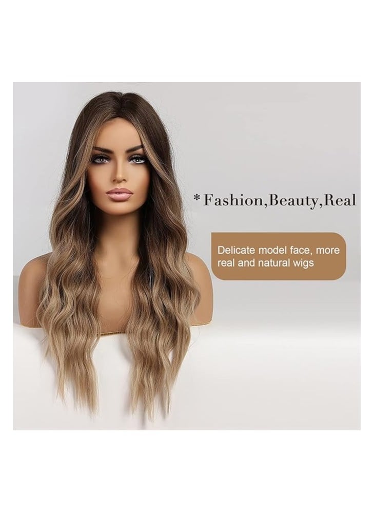 Long Wavy Wigs Ombre Dark Blonde Wigs for Women, Heat Resistant Synthetic Wigs with Brown Root for Daily/Party/Cosplay (26 Inch,Ombre Dark Ash Blonde) - pzsku/Z17421FF5AEB32987C22FZ/45/_/1721122360/ca7266c7-0e94-4720-a0a6-0a5047552791