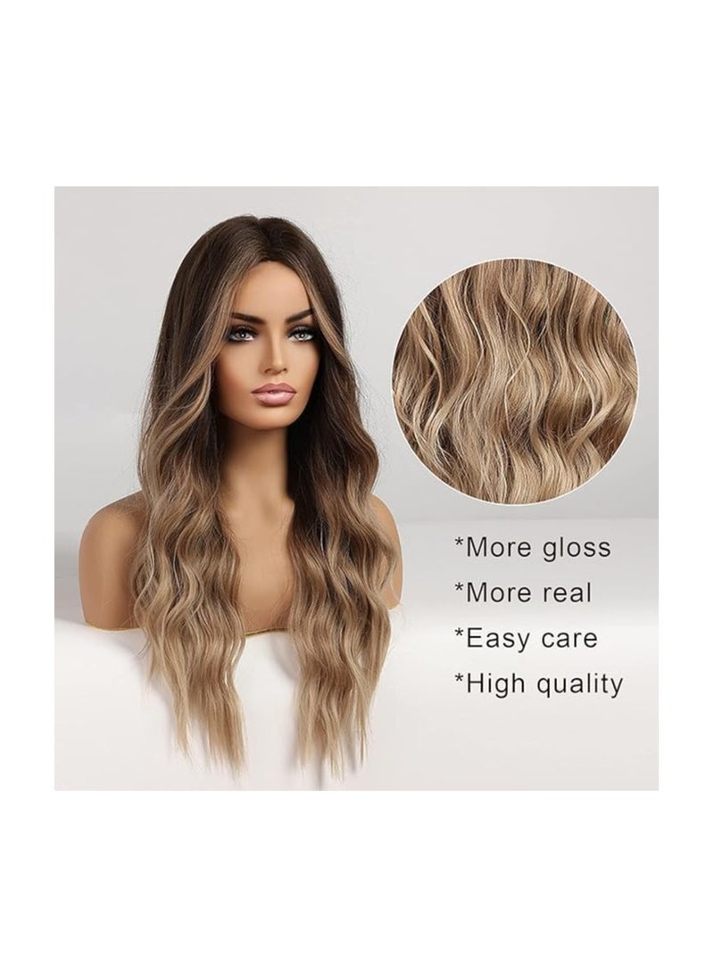 Long Wavy Wigs Ombre Dark Blonde Wigs for Women, Heat Resistant Synthetic Wigs with Brown Root for Daily/Party/Cosplay (26 Inch,Ombre Dark Ash Blonde) - pzsku/Z17421FF5AEB32987C22FZ/45/_/1721122370/f0b2636c-aaec-482c-bfa2-3492d32dc7d5