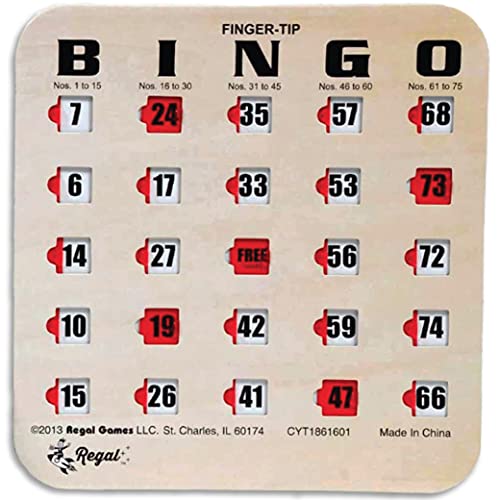 Regal Games Regal Bingo Bulk Bingo Cards with Sliding Windows Reusable Large Print Bingo Game Cards for Adults Large Group 25 Pack Woodgrain - Image 1