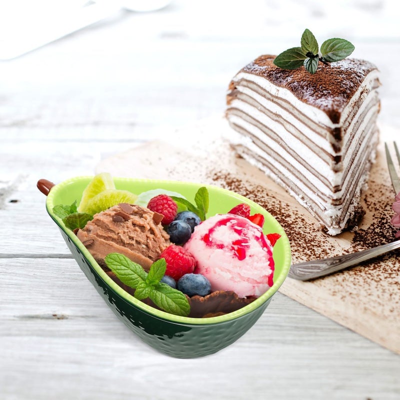 Amosfun Avocado Bowl Ceramic Plate Fruit Shape Kitchen Platter Dish Pie Chip Fiesta Dip Bowl Set 75x5 Inch - Image 3