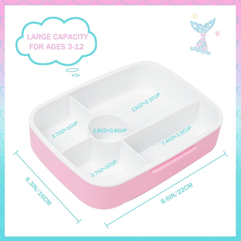 Oruiji Mermaid Bento Box for Kids Lunch Box for Girls Bento Lunch Box for Kids with 5 Compartments Stainless Steel Water Bottle, Lunch Bag, Ice Pack Set Back to School Supplies - Image 3