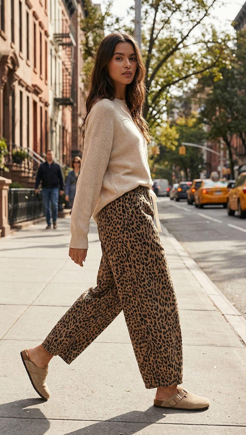 loveimgs Women Baggy Cheetah Print Barrel Jeans Leopard Printed Denim Barrel Pants Elastic Waist Wide Leg Jean Drawstring Y2k (Small,Brown Leopard) - Image 5