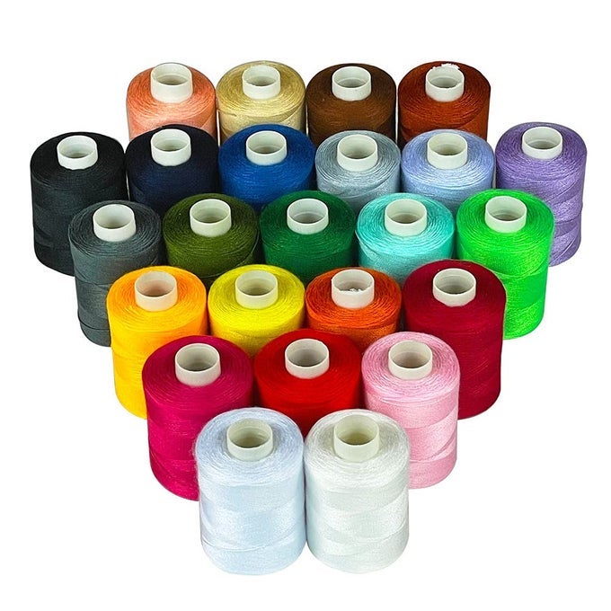 24 COILS SEWING THREADS FOR SEWING MACHINE OR HAND STITCHING SET OF 900 YARDS PER SPOOL 22 COLORS PLUS 2 WHITE 2 BLACK