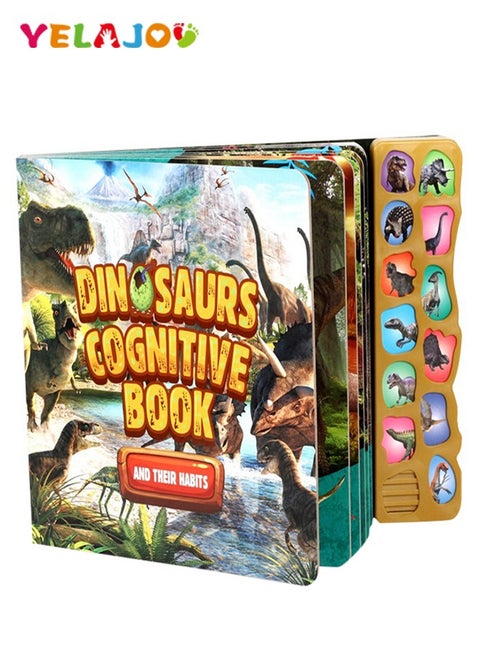 Interactive Dinosaur Book with 12 Realistic Dinosaur Figures, Learning Educational Toys for Kids