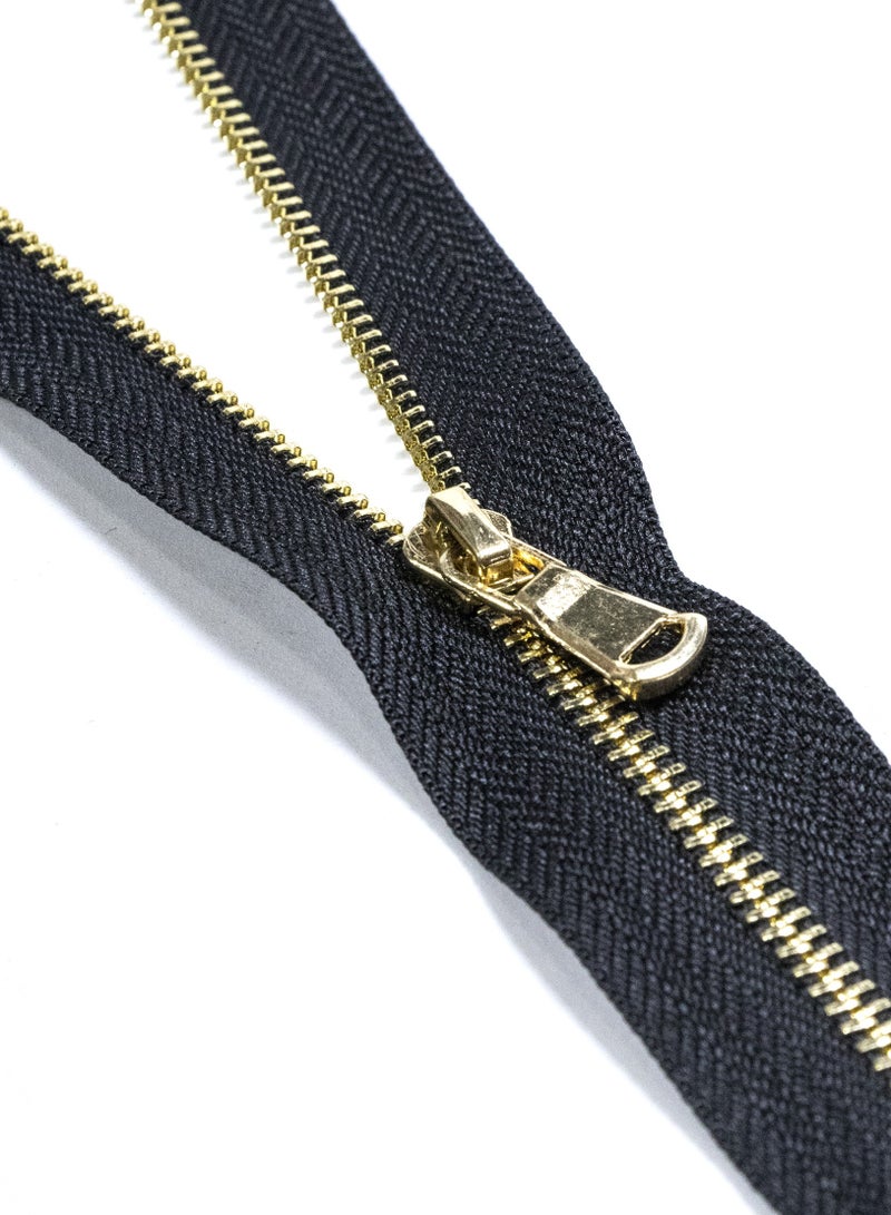 Premium Metal Zippers – No. 3 - 20cm Black with Gold Teeth – 4-Pack for Tailoring, Sewing, and DIY Projects - Image 2