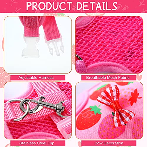 Frienda 2 Pcs Adjustable Chicken Harness and Leash Set Spring Summer Comfortable Elastic Hen Vest Breathable Harness for Hens Duck Goose Pet Training Walking Supplies(Pineapple, Strawberry,Medium) - Image 4