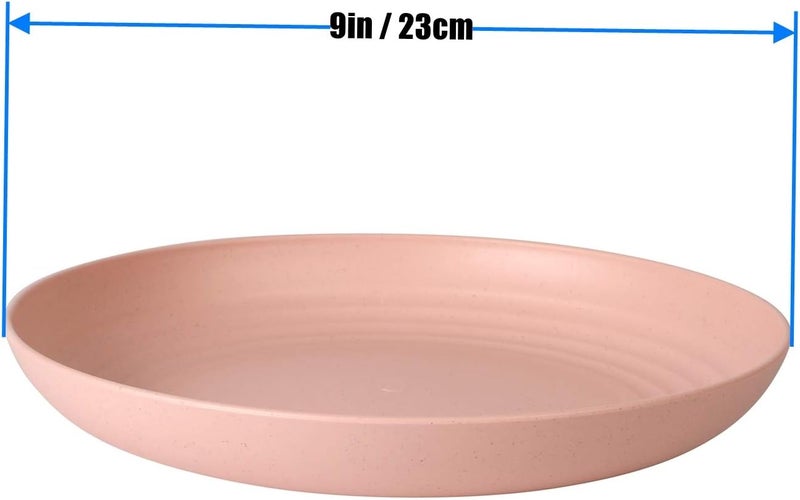 WANBY Wheat Plastic Reusable Dinner Plates Unbreakable Dinner Dishes Outdoor Plates Sets Dishwasher Microwave Safe Big 4 Pcs 9 - Image 3