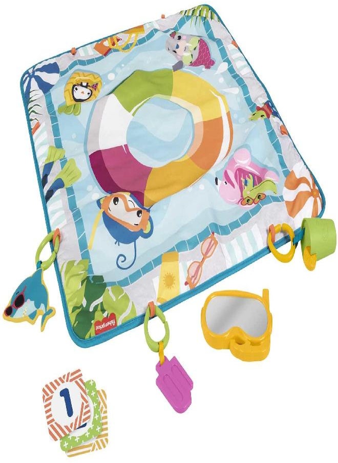 Fisher-Price - Fisher-Price Dive Right in Activity Mat, Pool-Themed playmat with 4 Toys for Newborn Baby - Image 1