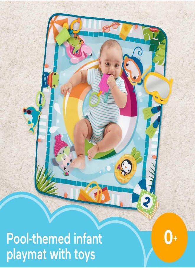 Fisher-Price - Fisher-Price Dive Right in Activity Mat, Pool-Themed playmat with 4 Toys for Newborn Baby - Image 1