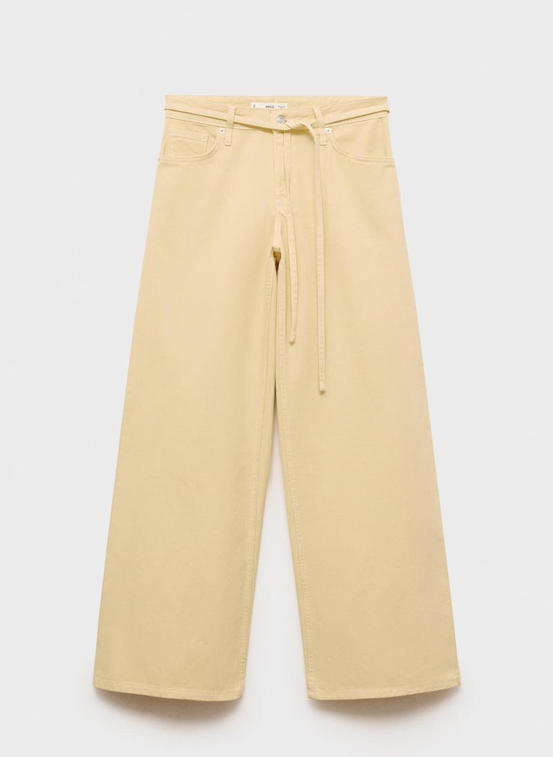 MANGO Low-Rise Wideleg Jeans With Belt  - Image 1