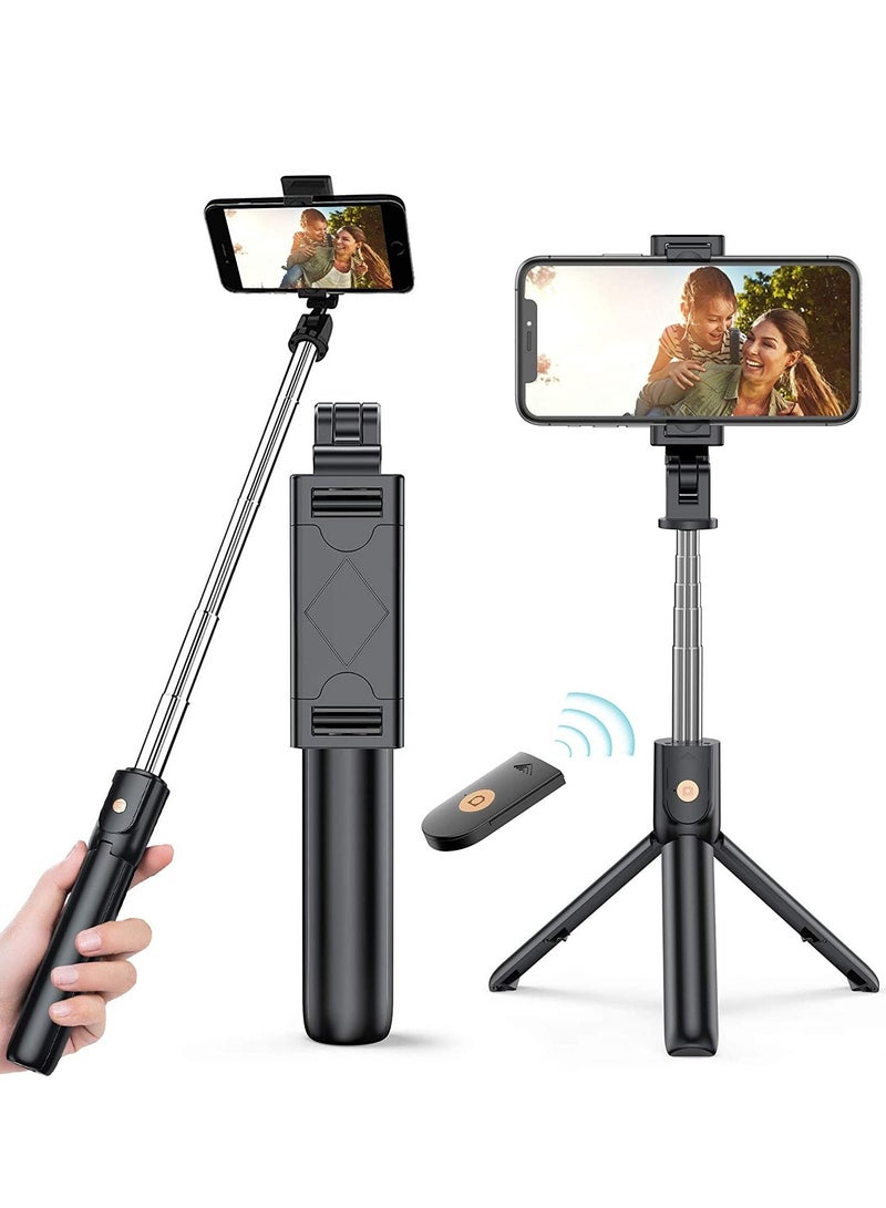 3 in 1 Bluetooth Selfie Stick, Extendable Bluetooth Selfie Stick with Tripod Detachable Wireless Remote for iPhone 13 Pro /13/12/12 Pro/12 mini/SE/ 11, Sumsung S10/S9/S8, Huawei, Xiaomi - Image 1