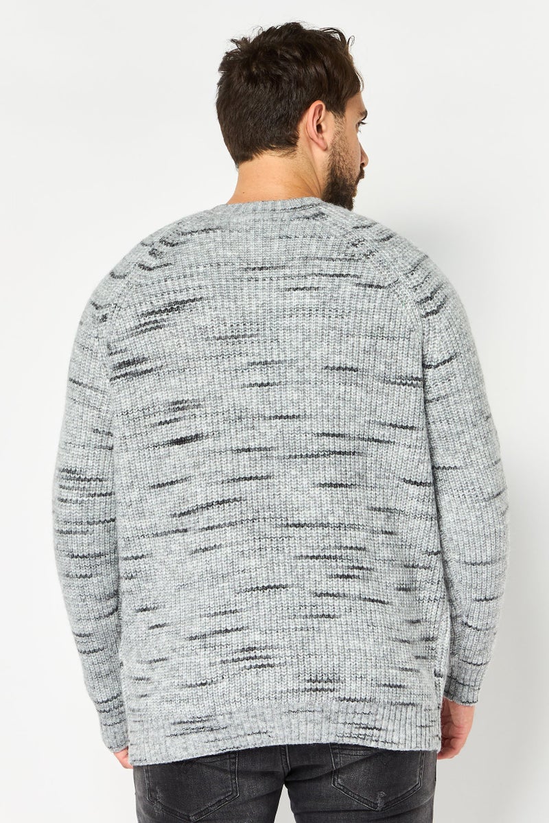 Celio Men Crew Neck Textured Sweater, Heather Grey - Image 4