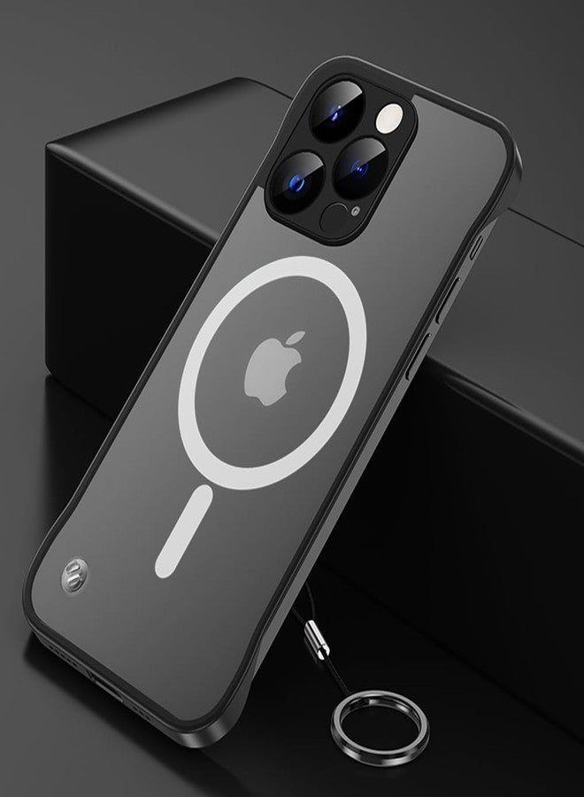 أوميو جراب أوميو المغناطيسي النحيف لهاتف آيفون 16 برو، متوافق مع ماج سيف، شفاف غير لامع، تصميم فائق النحافة بدون إطار، مزود بحلقة إصبع لحماية كاملة للكاميرا، مناسب للرجال والنساء، لون أسود تيتانيوم - Image 1