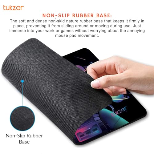 Tukzer Mouse pad with Non-Slip Rubber Base Desk Mat, Smooth Cloth Surface, Smooth Mouse Control, Speed and Precision Operation for Laser and Optical Mouse/Mice, Laptop, PC (238 X 200 mm-Astro Planet) - Image 2