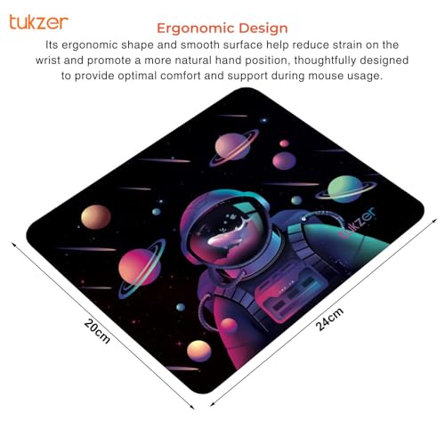 Tukzer Mouse pad with Non-Slip Rubber Base Desk Mat, Smooth Cloth Surface, Smooth Mouse Control, Speed and Precision Operation for Laser and Optical Mouse/Mice, Laptop, PC (238 X 200 mm-Astro Planet) - Image 3