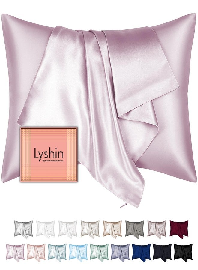 LYSHIN Mulberry Silk Pillow Cases Standard Size with Hidden Zipper, Ultra Smooth and Soft Breathable Cooling Silk Satin Pillowcase for Hair and Skin, Gifts for Women Men (Lavender, 20x26 Inches, 1 Pack) - Image 1