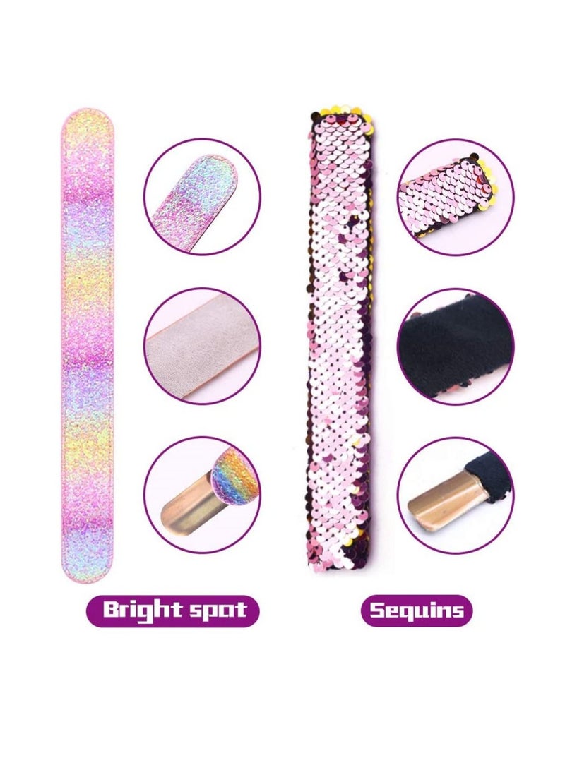 SYOSI 12 PCS Glitter Slap Bracelet Kids Sequin Bracelet Mermaid Bracelet Flip Wristband Bracelet Kids Birthday Party Favors Supplies - Image 4