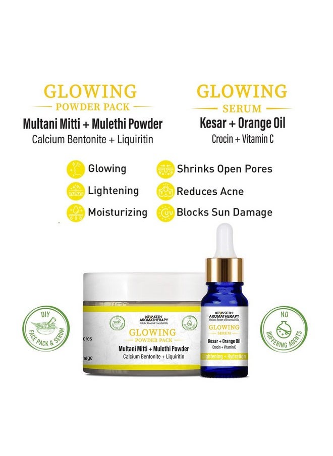 Keya Seth Aromatherapy Keya Seth Aromatherapy Glowing Powder Pack & Serum Facial Kit, Multani Mulethi, Kesar & Orange Oil, Open Pores,Lightening,Acne, Hydration 100Gm  - Image 2