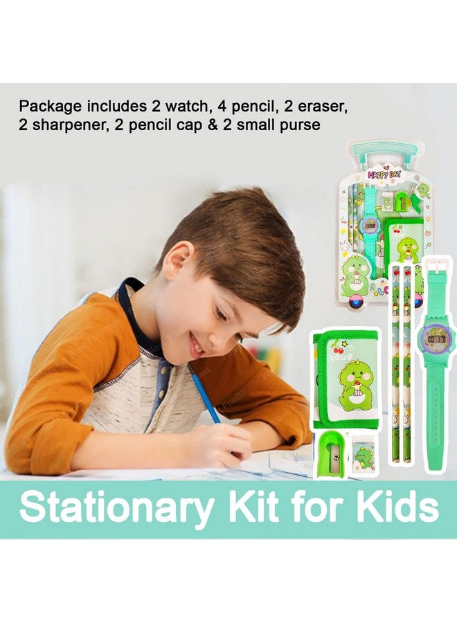 FunBlast FunBlast Stationary Set For Kids Set Of 2 Kawaii Stationary Kit For Kids, Pencils, Small Purse With Wrist Watch, Sharpener For Kids, Erasers For Kids, Return Gifts For Boys (Space+Dino), Multicolor  - Image 5