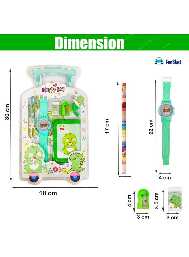 FunBlast FunBlast Stationary Set For Kids Set Of 2 Kawaii Stationary Kit For Kids, Pencils, Small Purse With Wrist Watch, Sharpener For Kids, Erasers For Kids, Return Gifts For Boys (Space+Dino), Multicolor  - Image 2