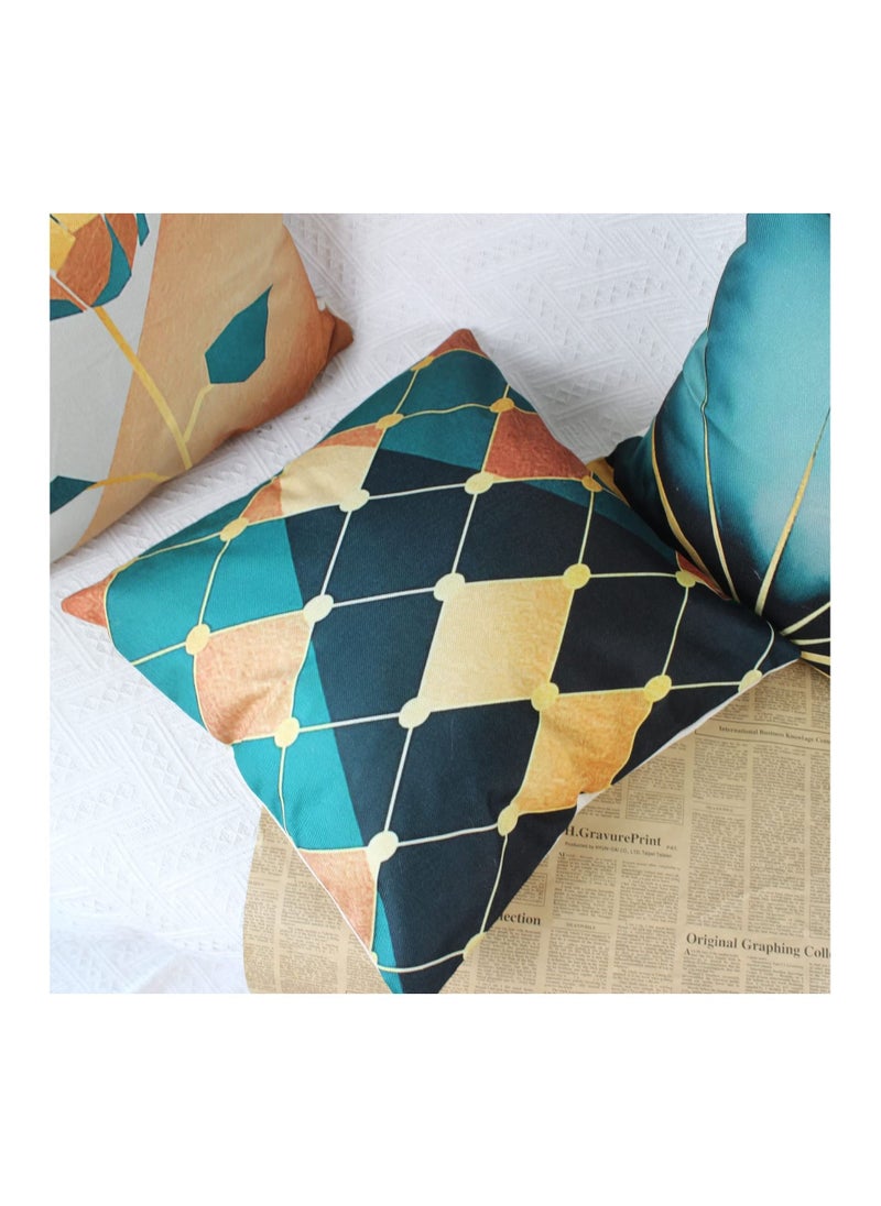 Excefore Decorative Cushion Covers, 4 Pcs 45 x 45 Linen Leaves Throw Pillow Cases Gold Teal Farmhouse Natural Cushion Covers 18x18 Sofa Cushions Modern Living Room Outdoor Garden  - Image 3
