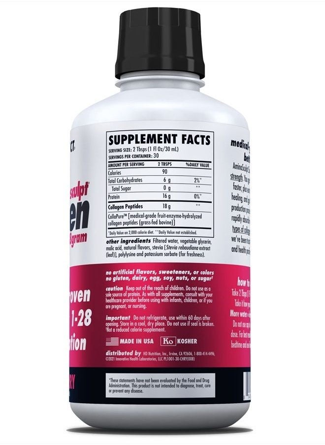 Health Direct AminoSculpt Original Liquid Collagen Peptides 18,000,000 MCG for Hair, Skin, Nails, Paleo and Keto, 30 Fl Oz, 30 Day Supply, Sugar-Free, Tart Cherry, by Health Direct  - Image 2