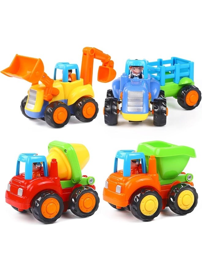 ORWINE Inertia Toy Early Educational Toddler Baby Toy Friction Powered Cars Push and Go Cars Tractor Bulldozer Dumper Cement Mixer Engineering Vehicles Toys for Children Boys Girls Kids Gift 4PCS - Image 3