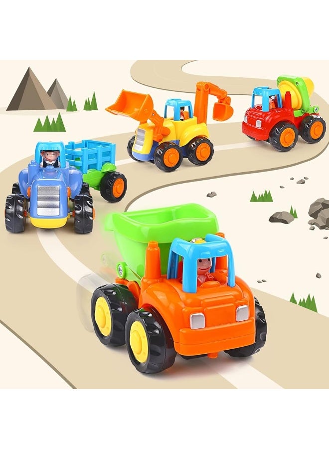 ORWINE Inertia Toy Early Educational Toddler Baby Toy Friction Powered Cars Push and Go Cars Tractor Bulldozer Dumper Cement Mixer Engineering Vehicles Toys for Children Boys Girls Kids Gift 4PCS - Image 5