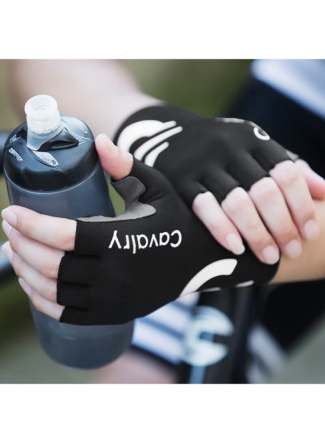 Cavalry Bicycle Gloves, Wind-resistant, Half-finger, For Mountain And Road Bikes, Shock-absorbing, Cycling Gear, Sky Blue, Size S - Image 3