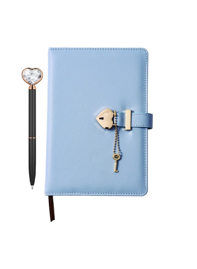 NIIMBOT A5 Lock Notebook Diary with Heart Ballpoint Pen, 240 Pages Hardcover Lined Journal, Perfect for Office Home School Business Writing Note Taking (Blue) - Image 2