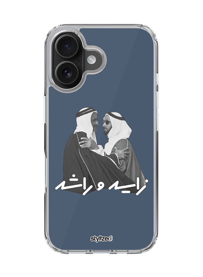 Stylizedd for iPhone 16 Case [Compatible with MagSafe] Slim Magnetic cover Clear Phone Case - Sheikh Zayed And Sheikh Rashid, Blue - Image 1