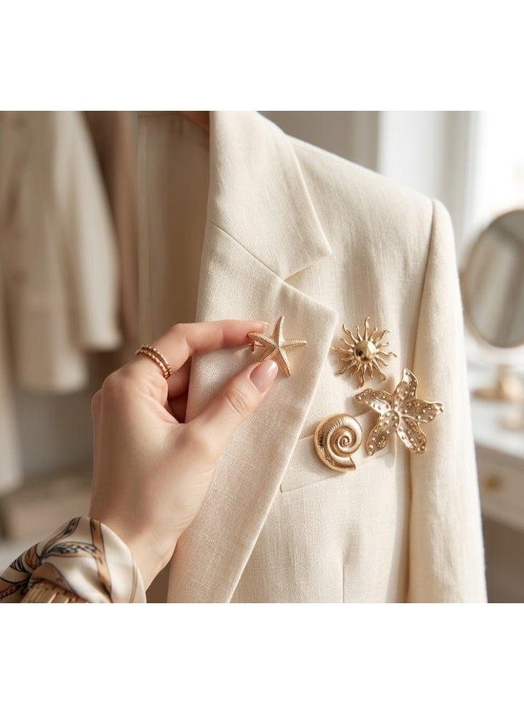Elegant brooch for women that adds a luxurious touch; available in four assorted designs with a gold finish. - Image 3