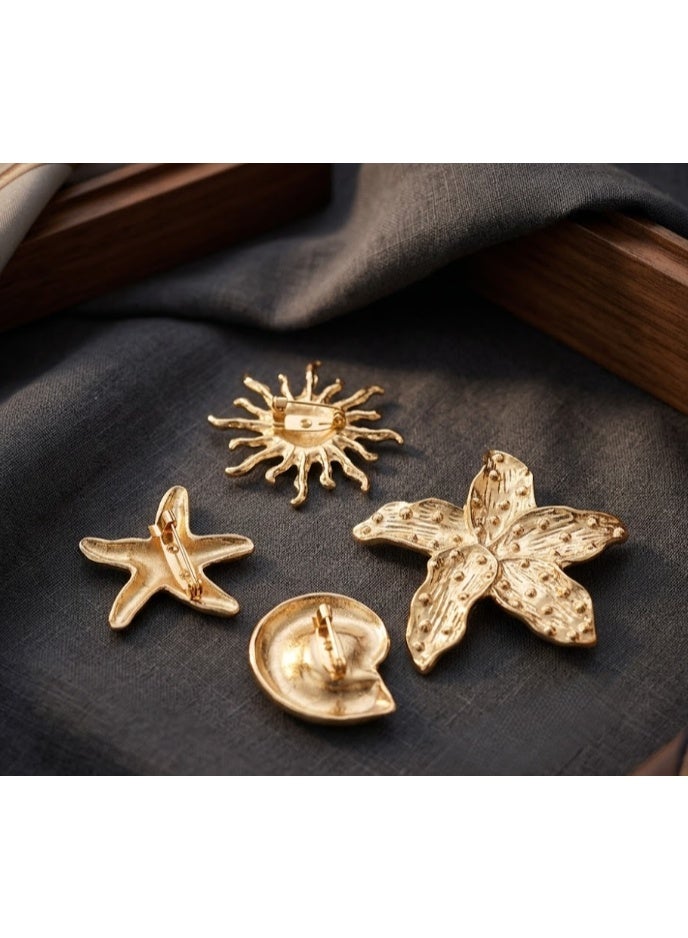Elegant brooch for women that adds a luxurious touch; available in four assorted designs with a gold finish. - Image 1