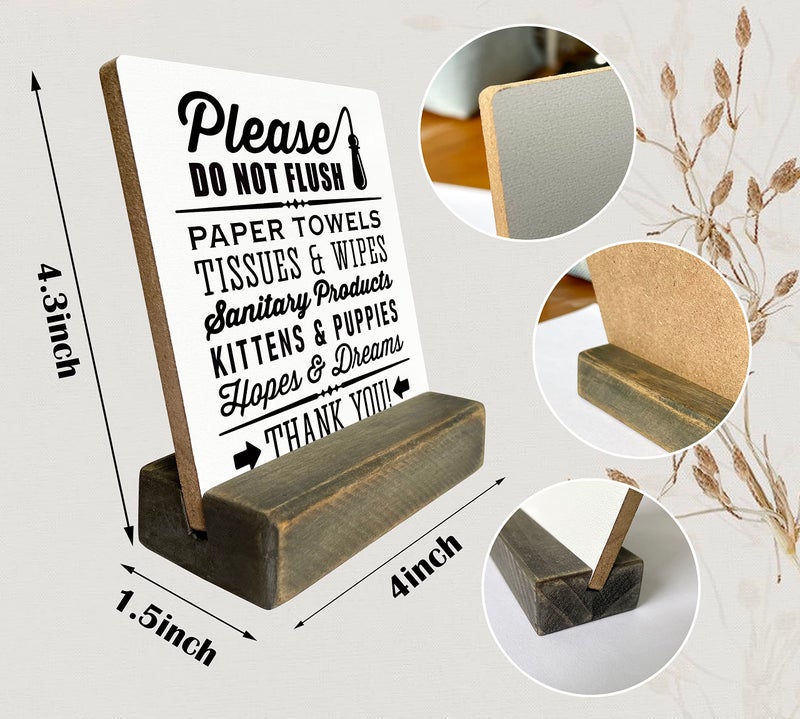 Gkwa Farmhouse 'Do Not Flush' Plaque with Pawsome Kittens & Puppies on Wooden Stand - Image 2