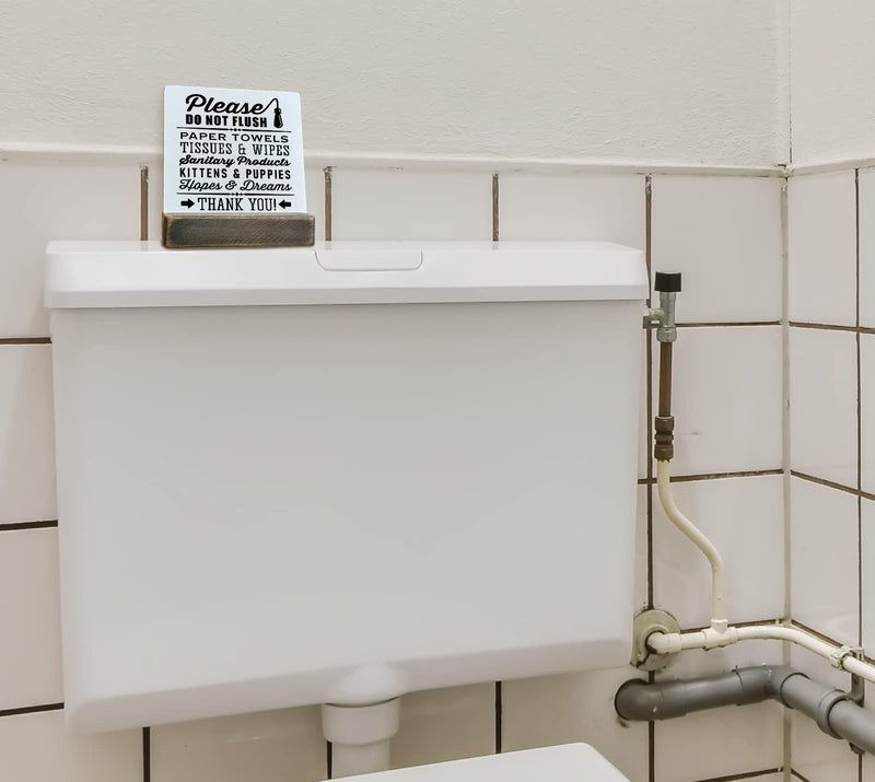 Gkwa Farmhouse 'Do Not Flush' Plaque with Pawsome Kittens & Puppies on Wooden Stand - Image 5