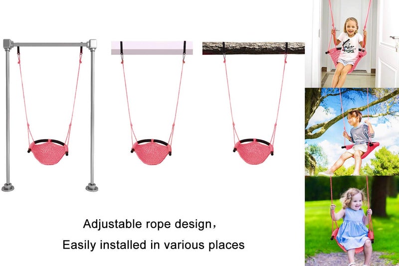 JKsmart Swing Seat for Kids Heavy Duty Rope Play Secure Children Swing SetPerfect for IndoorOutdoorPlaygroundHomeTreewith Snap Hooks and Swing Straps440 lbs CapacityPink - Image 3