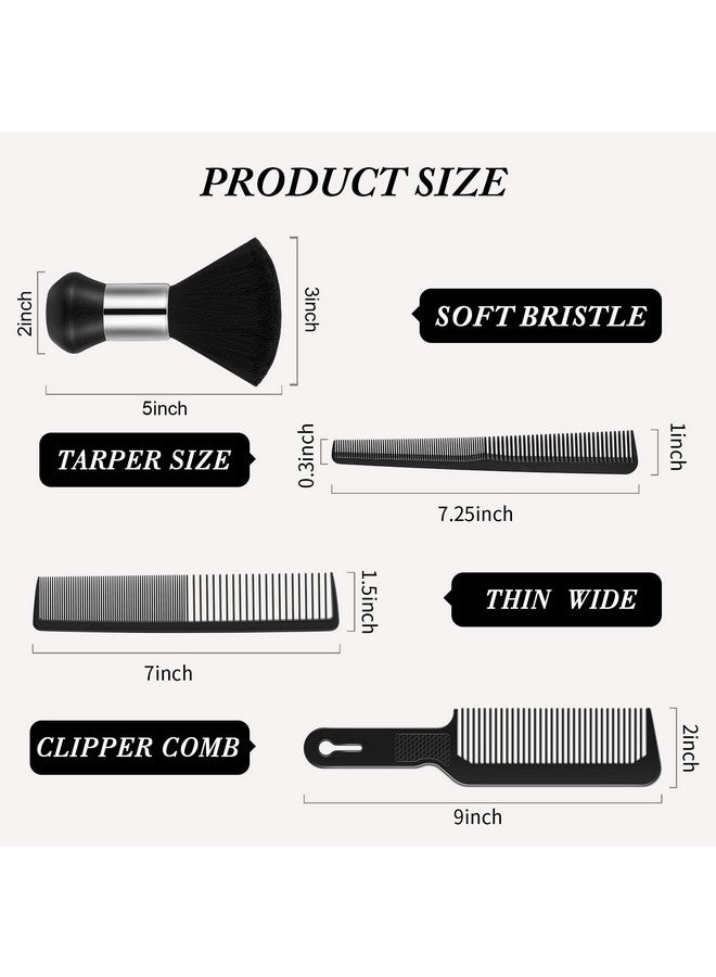Shappy 4 Pieces Hair Combs Set Include Barber Flat Top Clipper Comb Neck Duster Brush Tapered Comb And Heat Resistant Carbon Fiber Barber Cutting Comb For Men Women - Image 4