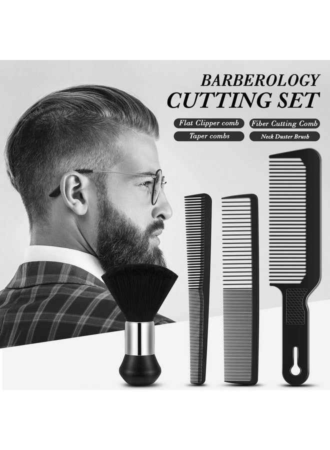 Shappy 4 Pieces Hair Combs Set Include Barber Flat Top Clipper Comb Neck Duster Brush Tapered Comb And Heat Resistant Carbon Fiber Barber Cutting Comb For Men Women - Image 3