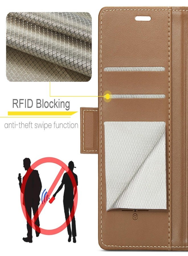 جراب ريرزويرو لهاتف سامسونج جالاكسي A36 5G، جراب قلاب فاخر من الجلد الصناعي PU مع حماية RFID، مزود بحامل مغناطيسي، مقاوم للصدمات، لون بني - Image 2